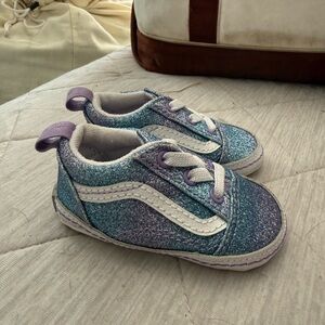 Vans Kids Glittery Blue and Purple Sneakers